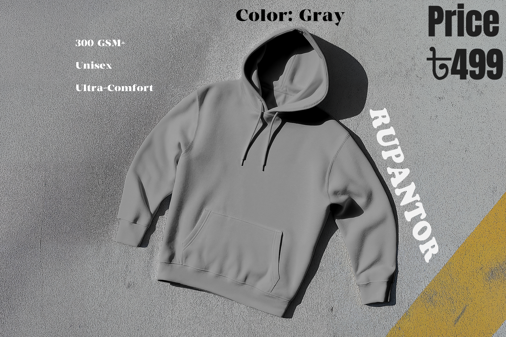 Gray Solid Hoodie
