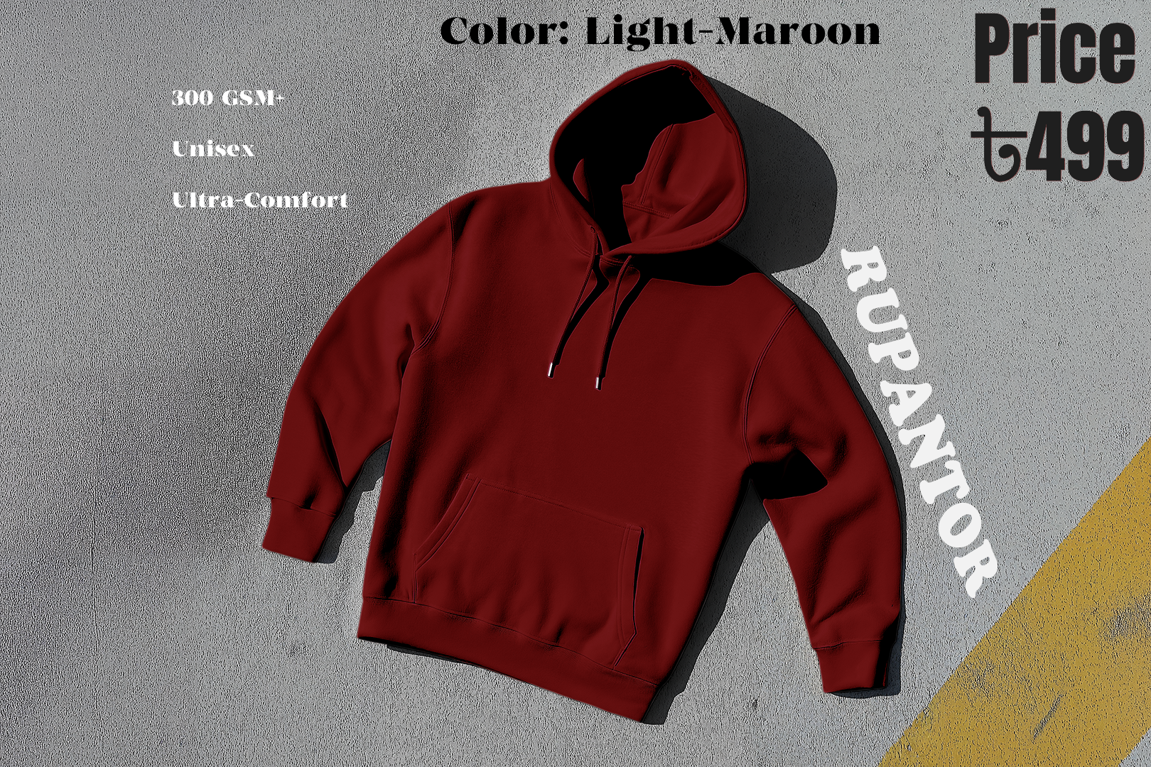 Light Maroon Solid Hoodie