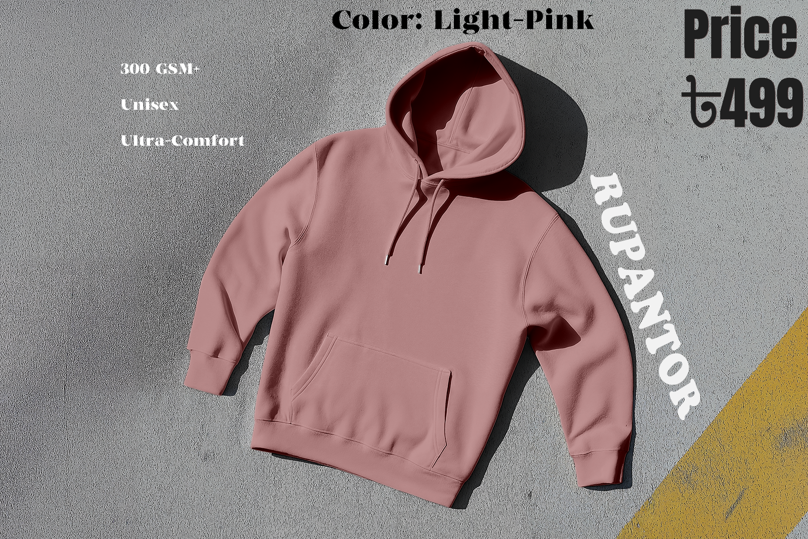 Light Pink Solid Hoodie