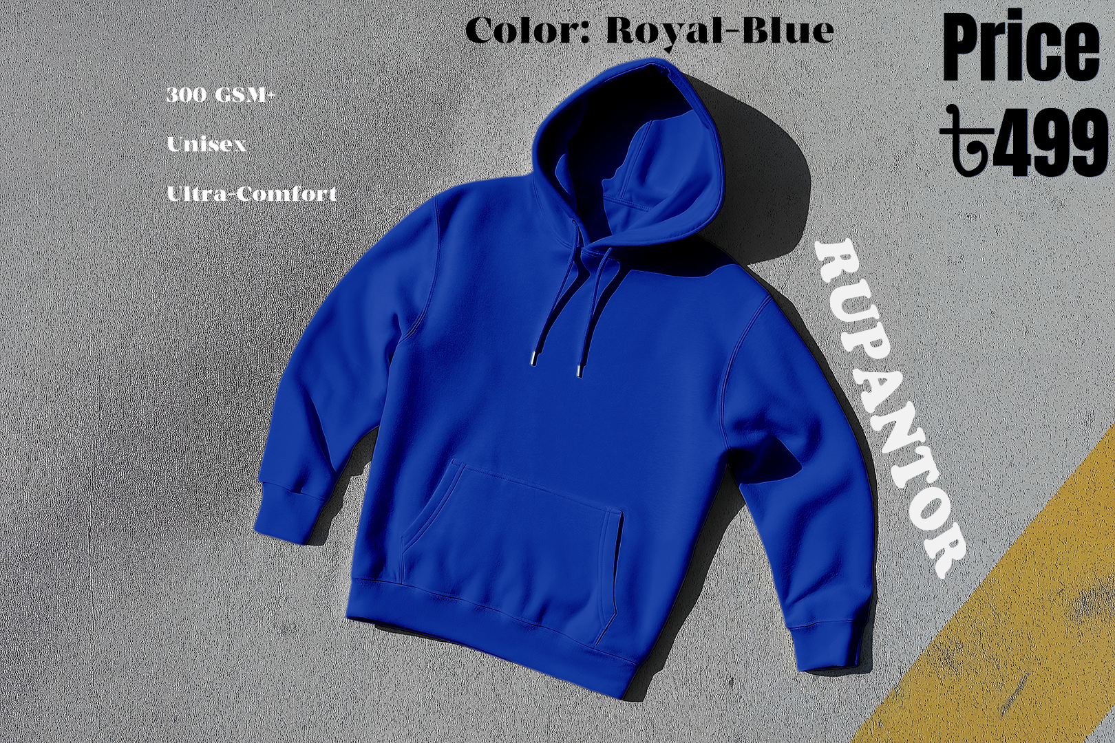 Royal Blue Solid Hoodie